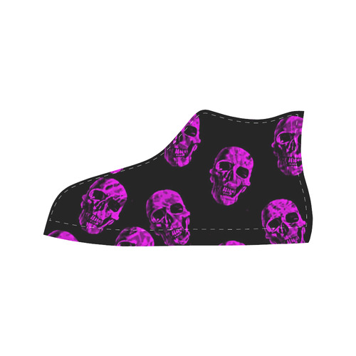 purple skulls Aquila High Top Microfiber Leather Women's Shoes/Large Size (Model 032)