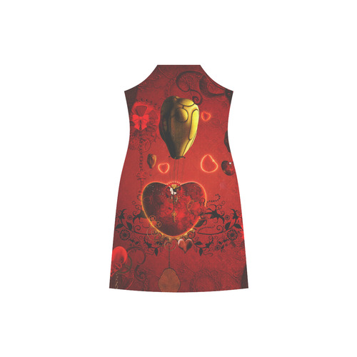 Flying hearts V-Neck Open Fork Long Dress(Model D18)