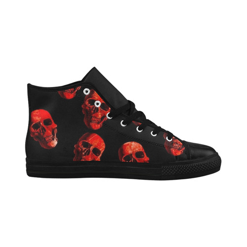 skulls red Aquila High Top Microfiber Leather Men's Shoes/Large Size (Model 032)