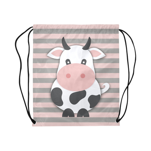 Cute Cow Large Drawstring Bag Model 1604 (Twin Sides)  16.5"(W) * 19.3"(H)