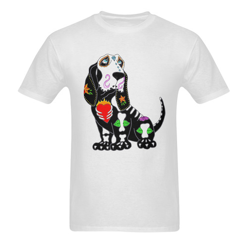 Basset Hound Sugar Skull Men's T-Shirt in USA Size (Two Sides Printing)