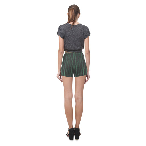 Trendy dark green leather look lines Briseis Skinny Shorts (Model L04)