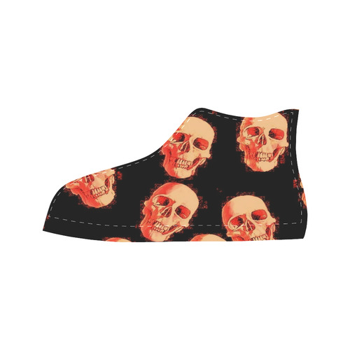 skulls orange by JamColors Aquila High Top Microfiber Leather Women's Shoes/Large Size (Model 032)