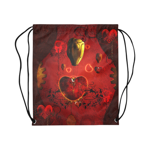 Flying hearts Large Drawstring Bag Model 1604 (Twin Sides)  16.5"(W) * 19.3"(H)