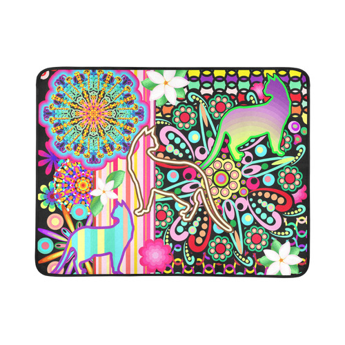 Mandalas, Cats & Flowers Fantasy Pattern Beach Mat 78"x 60"