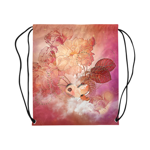 Hearts with flowers soft colors Large Drawstring Bag Model 1604 (Twin Sides)  16.5"(W) * 19.3"(H)