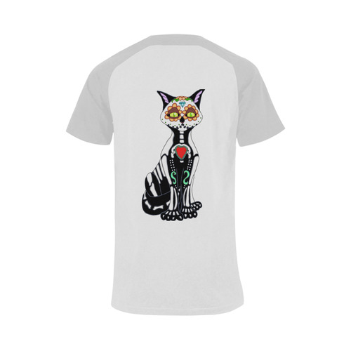Sugar Skull Cat Grey Men's Raglan T-shirt (USA Size) (Model T11)