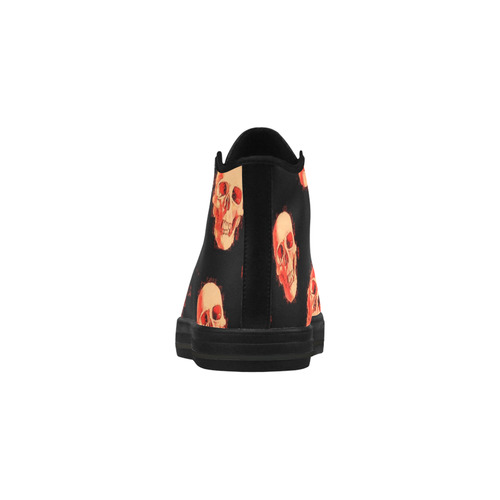 skulls orange by JamColors Aquila High Top Microfiber Leather Women's Shoes (Model 032)