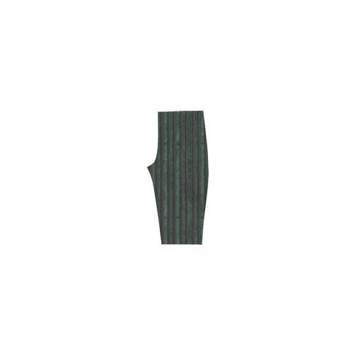 Trendy dark green leather look lines Hestia Cropped Leggings (Model L03)