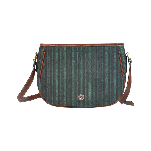 Trendy dark green leather look lines Saddle Bag/Small (Model 1649) Full Customization