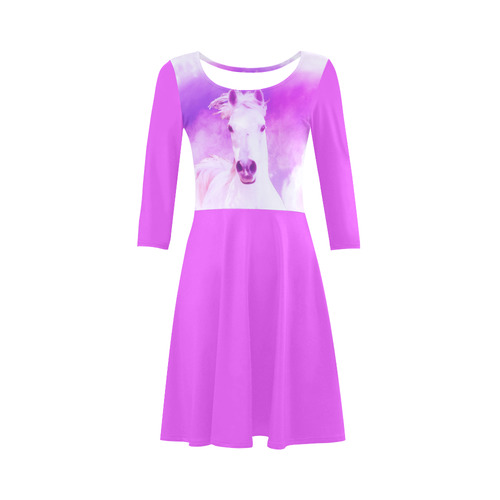 Girly Romantic Pink Horse In The Sky 3/4 Sleeve Sundress (D23)