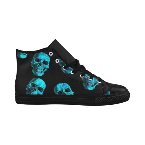 skulls blue by JamColors Aquila High Top Microfiber Leather Women's Shoes (Model 032)