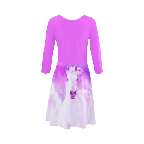 Girly Romantic Pink Horse In The Sky 3/4 Sleeve Sundress (D23)