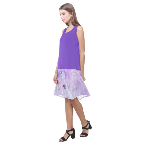 Girly Romantic Horse Of Clouds Sleeveless Splicing Shift Dress(Model D17)