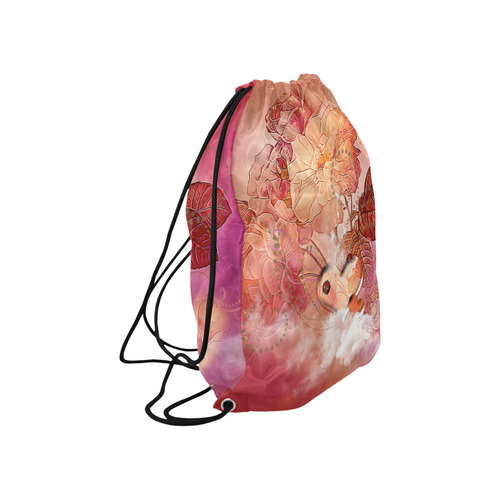 Hearts with flowers soft colors Large Drawstring Bag Model 1604 (Twin Sides)  16.5"(W) * 19.3"(H)