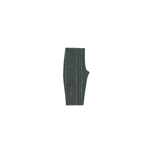 Trendy dark green leather look lines Hestia Cropped Leggings (Model L03)