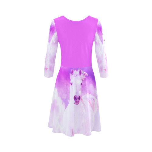 Girly Romantic Pink Horse In The Sky 3/4 Sleeve Sundress (D23)