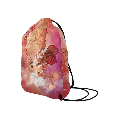 Hearts with flowers soft colors Large Drawstring Bag Model 1604 (Twin Sides)  16.5"(W) * 19.3"(H)