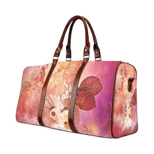 Hearts with flowers soft colors Waterproof Travel Bag/Large (Model 1639)