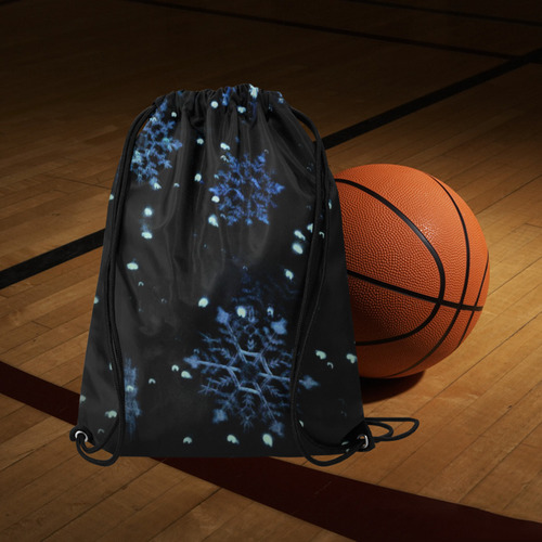 Snowflake Drawstring Bag Medium Drawstring Bag Model 1604 (Twin Sides) 13.8"(W) * 18.1"(H)