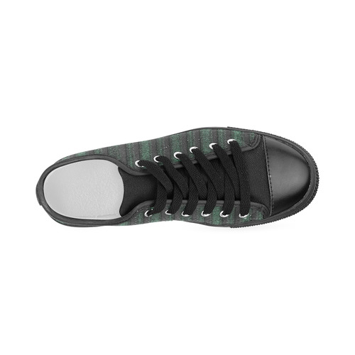 Trendy dark green leather look lines Men's Classic Canvas Shoes (Model 018)