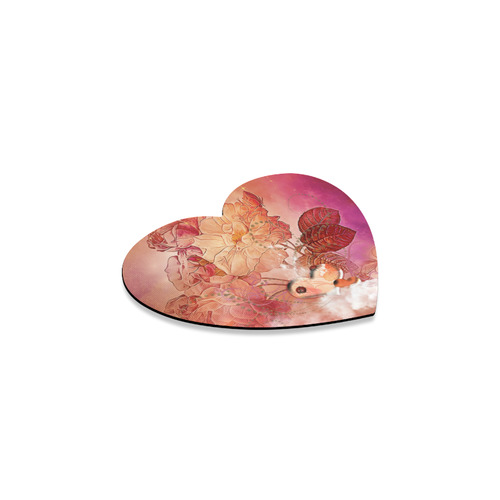 Hearts with flowers soft colors Heart Coaster