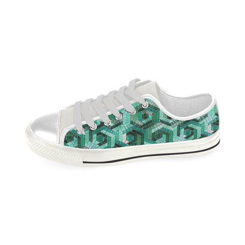 Pattern Factory 23 teal by JamColors Low Top Canvas Shoes for Kid (Model 018)