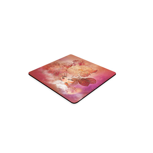 Hearts with flowers soft colors Square Coaster