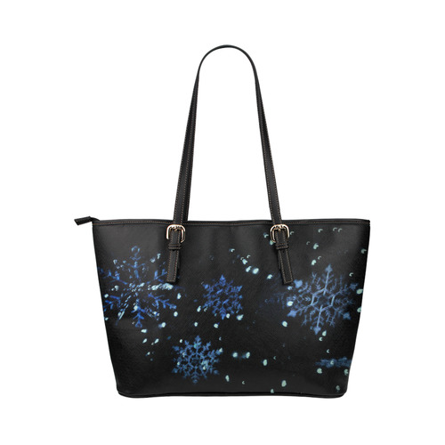 Snowflake Tote Leather Tote Bag/Small (Model 1651)