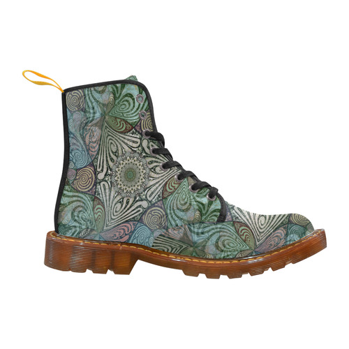 Labyrinth Mandala Blue Green Grey Martin Boots For Men Model 1203H