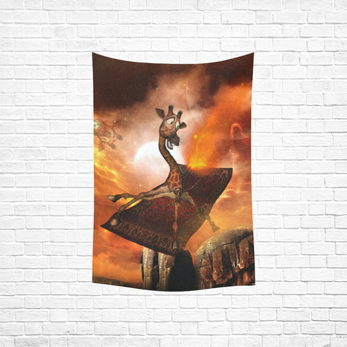 Flying giraffe on a rug Cotton Linen Wall Tapestry 40"x 60"