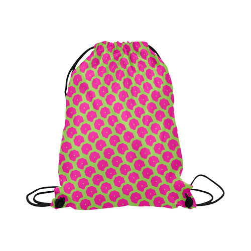 Bright Pink and Green Pattern Large Drawstring Bag Model 1604 (Twin Sides)  16.5"(W) * 19.3"(H)