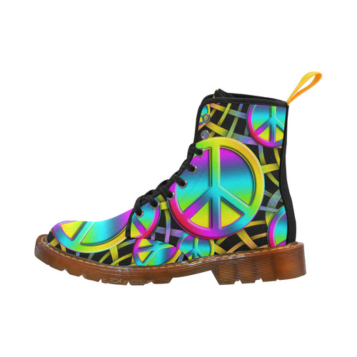 Neon Colorful PEACE pattern Martin Boots For Women Model 1203H