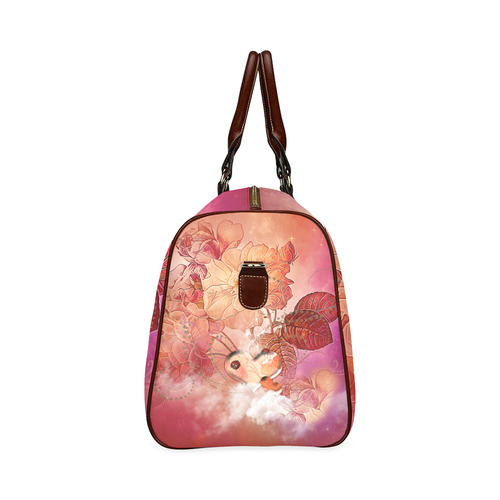 Hearts with flowers soft colors Waterproof Travel Bag/Large (Model 1639)