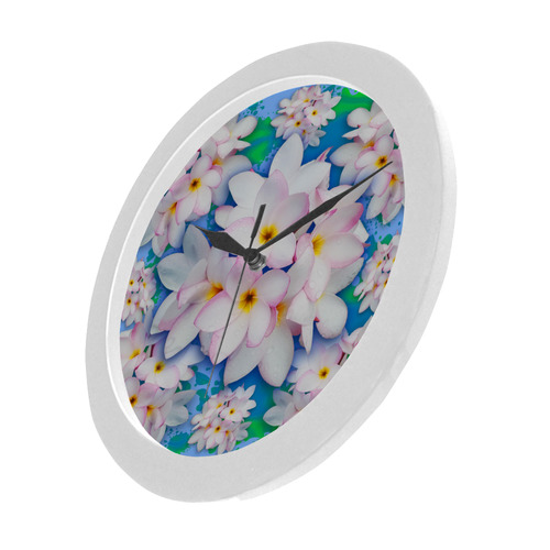 Plumeria Bouquet Exotic Summer Pattern Circular Plastic Wall clock