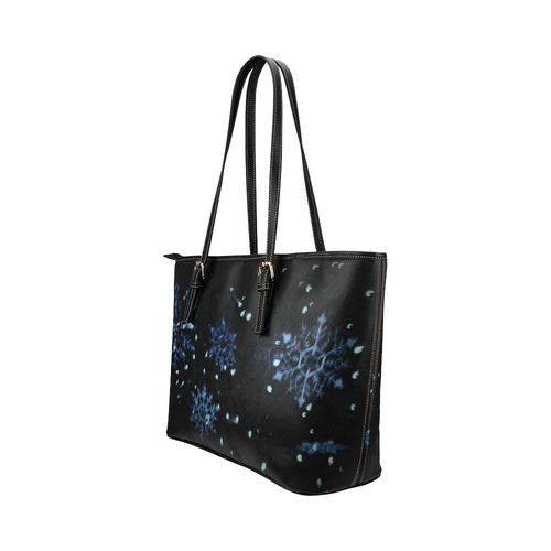 Snowflake Tote Leather Tote Bag/Small (Model 1651)