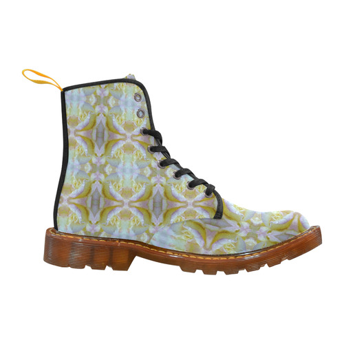 White Yellow  Pattern Martin Boots For Women Model 1203H