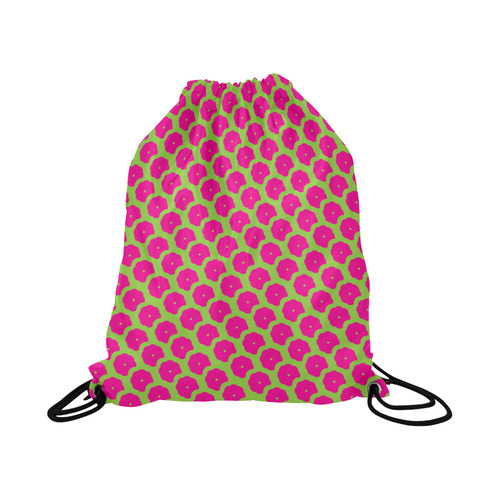 Bright Pink and Green Pattern Large Drawstring Bag Model 1604 (Twin Sides)  16.5"(W) * 19.3"(H)