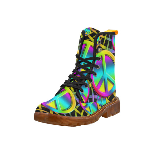 Neon Colorful PEACE pattern Martin Boots For Women Model 1203H