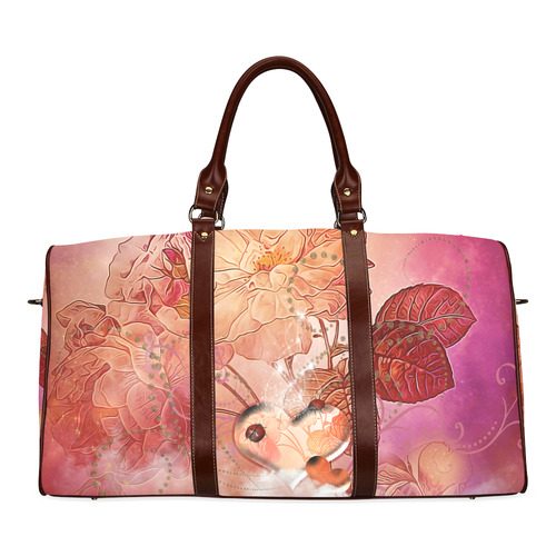 Hearts with flowers soft colors Waterproof Travel Bag/Large (Model 1639)