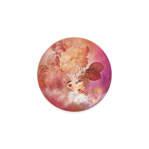 Hearts with flowers soft colors Round Coaster