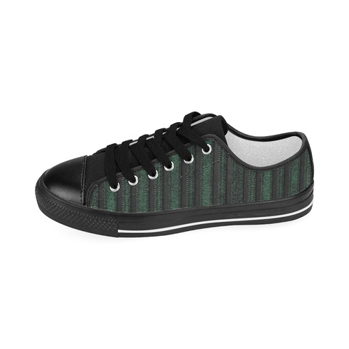 Trendy dark green leather look lines Men's Classic Canvas Shoes (Model 018)