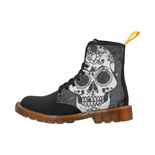 black and white Skull Martin Boots For Women Model 1203H