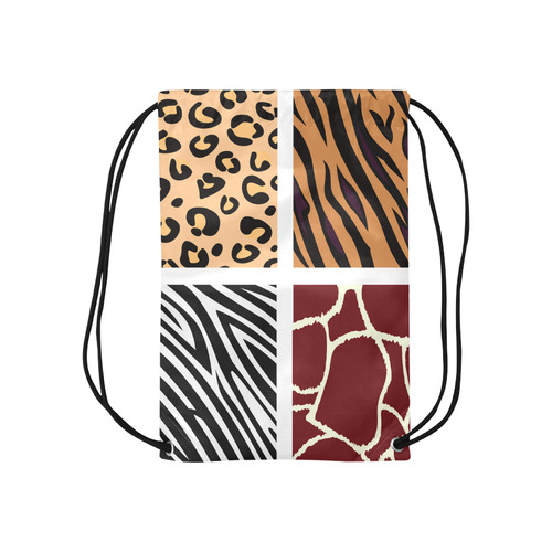 Designers backpack : Tiger edition / orange, brown 50s style Small Drawstring Bag Model 1604 (Twin Sides) 11"(W) * 17.7"(H)