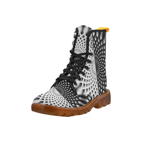 Lotus Flower Mandala Black Grey White Martin Boots For Men Model 1203H