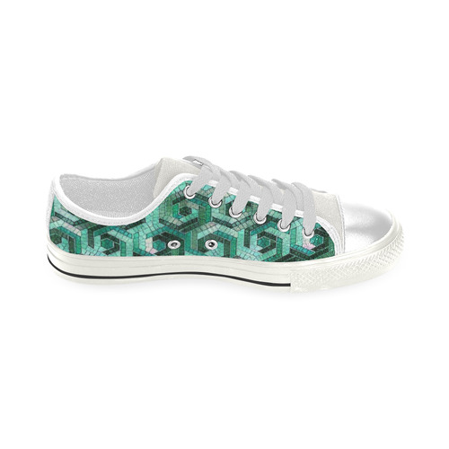 Pattern Factory 23 teal by JamColors Low Top Canvas Shoes for Kid (Model 018)