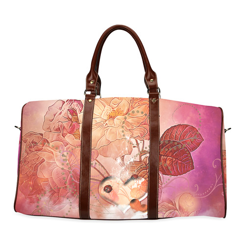 Hearts with flowers soft colors Waterproof Travel Bag/Large (Model 1639)