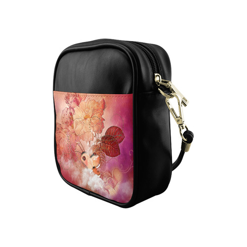 Hearts with flowers soft colors Sling Bag (Model 1627)