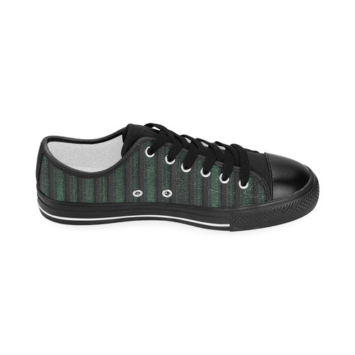 Trendy dark green leather look lines Men's Classic Canvas Shoes (Model 018)