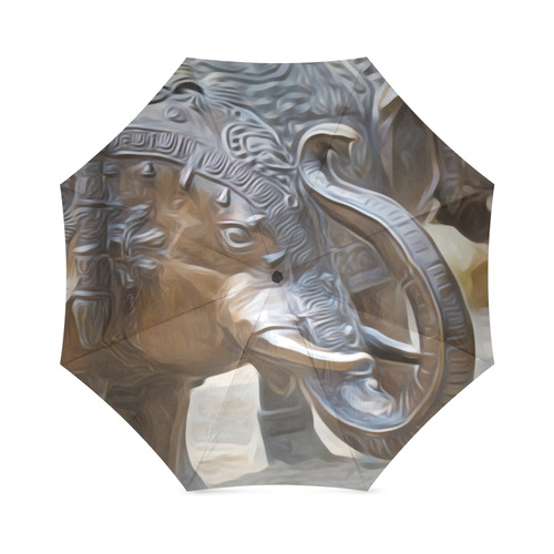 Beautiful Indian Elephant Statues Foldable Umbrella (Model U01)